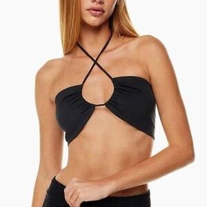 NWT aritzia sunday best black halter crop top, size XS